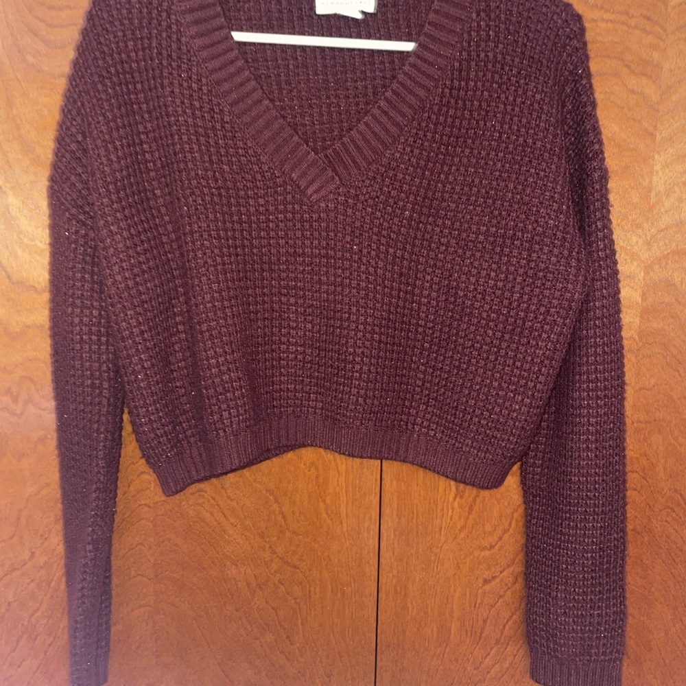 Aeropostale Purple V-Neck Sweater Cozy Knit